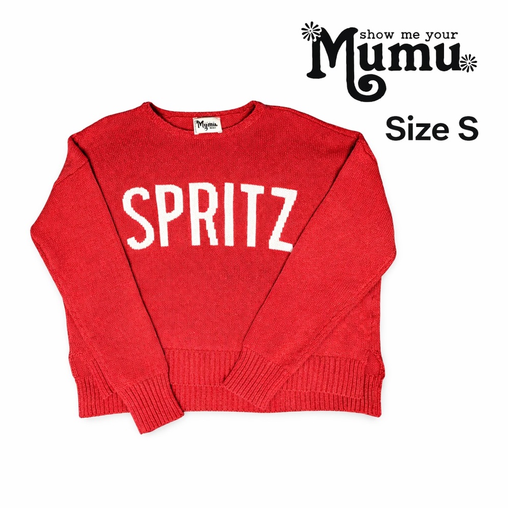 Show Me Your Mumu Spritz Arroyo Sweater Size S Red Coral Knit Pullover EUC